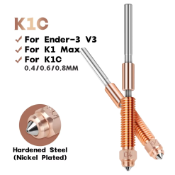 For Creality K1C Nozzle All-in-one Copper Titanium Nozzles High Flow Upgraded K1C K1 Max Nozzle 0.2/0.4/0.6/0.8mm For Ender-3 V3