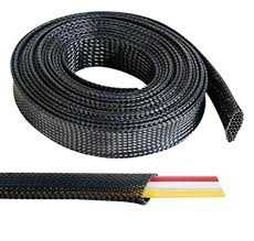 10mm Elastic woven wire mesh black encrypted arranged woven nylon tube telescopic sleeve – 1 Meter